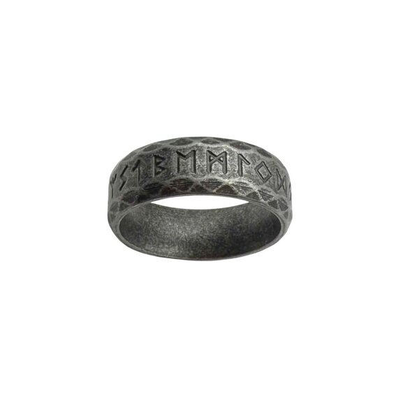 Viking Rune Band Ring – Antiqued Stainless Steel Norse Symbol Jewelry | Size 10 - Picture 3 of 4